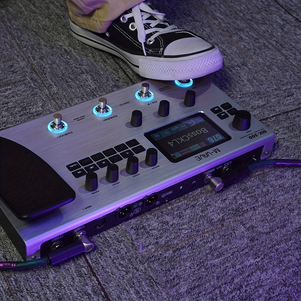 M-VAVE MK-300 -in- Electric Guitar & Bass Multi-Effects Processor with Drum Machine Backing Loop, Emulated Amplifier Suitable for Studios, Performances, Recording Gear, Looping Effects Unit