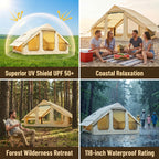 LILYPELLE Inflatable Camping Tent for 4-6 People, Easy Setup Oxford Cloth Air Tent with Stove Jack And Hand Pump, Spacious Glamping Tent House for Adults