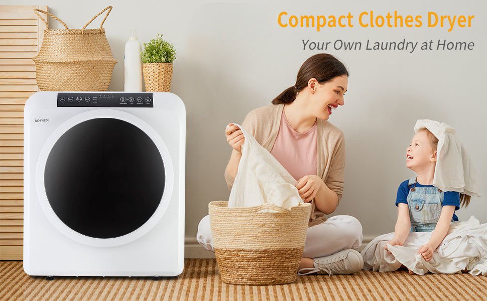 [Portable Laundry Dryer] 13.2LB Portable Clothes Dryer, 3.5 Cu.Ft High-End Front-Load Tumble Laundry Dryer With LCD Touch Screen, Stainless Steel Tub For Apartment, Home, Dorm, Classic White
