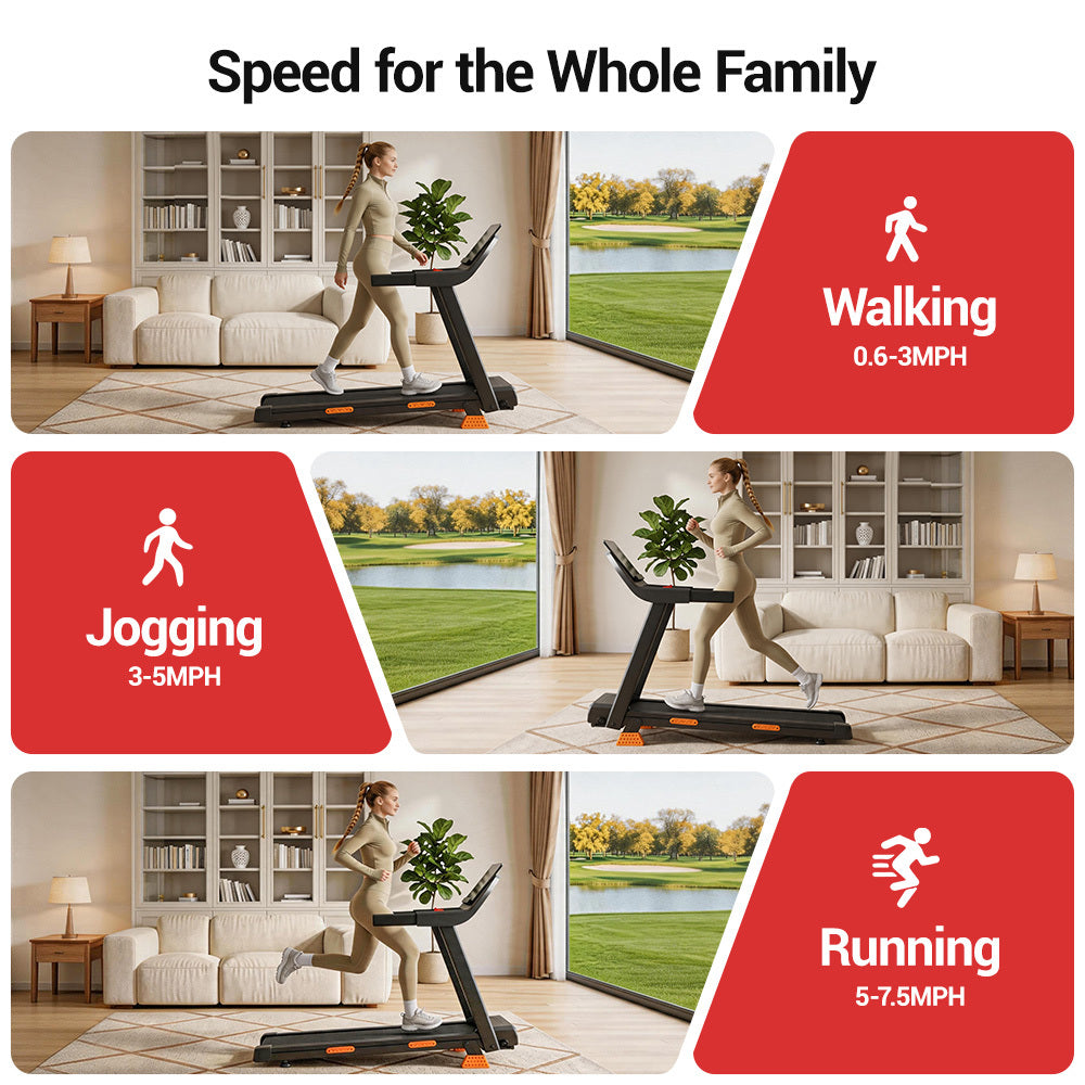 4-in-1 Foldable Treadmill with 15% Incline, Portable with Handle, 300 lbs Capacity for Home and Office