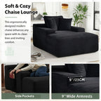 67" Chaise Lounge Chair Indoor, Oversized Boneless Lounge Chair With 3 Pillows, Flannel Cloud Reading Chair For Living Room Bedroom, Deep Seat Sleeper Couch, No Assembly Required