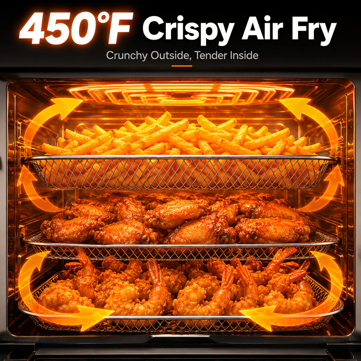 24QT Air Fryer Oven, 1700W French Door Air Fryer with 10 Presets, Dual Fan Air Circulation, 450°F Fast Heating, Rotisserie, Dehydrate, Keep Warm, Large Family Countertop Toaster Oven