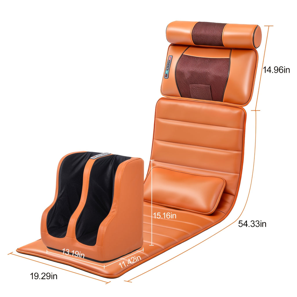 Foldable Full Body Massage Mat with Foot Massager, Heat And Vibration Modes, 3 Heating Levels, 9 Modes And 9 Intensities, Timer Function, Suitable for Home Office