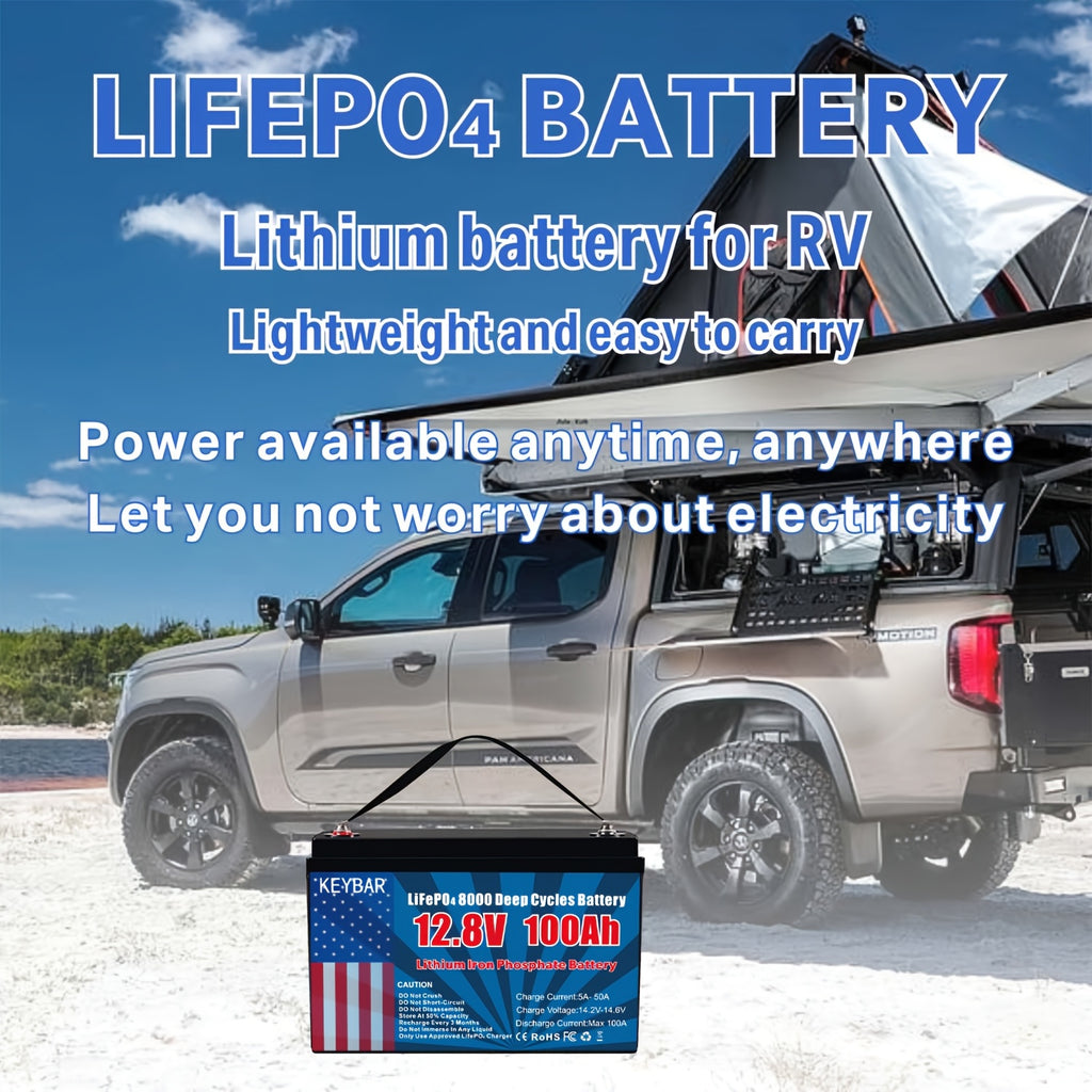 12V 100Ah LiFePO4 Battery, Built-in 100A BMS With Low-Temp Protection, Group 31 Deep Cycle Lithium Battery, Up To 8000-15000 Cycles, Perfect For Trolling Motor, RV, Solar Power, Off-Grid, Marine