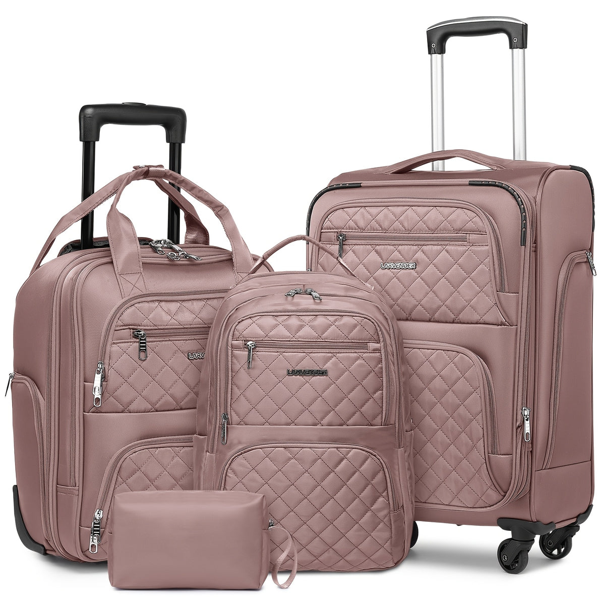Softside Luggage Sets 4pcs with Duffel Bag, Expandable Rolling Suitcases Set with Spinner Wheels, Lightweight Upright Travel Luggage Set with TSA-Approved Lock, Multicolor