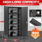 Metal Storage Cabinet with Wheels, Pegboards, Locking Doors And 4 Adjustable Shelves, 71"H/72"H/73"H Tool Cabinet for Garage, Home, Basement, Kitchen