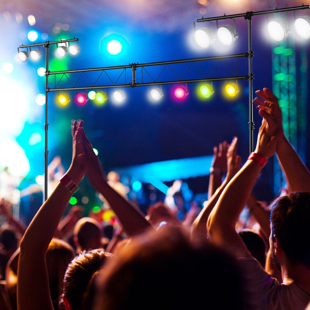 LIFEZEAL Heavy-Duty Metal Lighting Truss System - Adjustable Height 5.9ft to 11.5ft, Retractable T Bar, Non-Slip Pads & Locking Pins for Portable Audio Stages