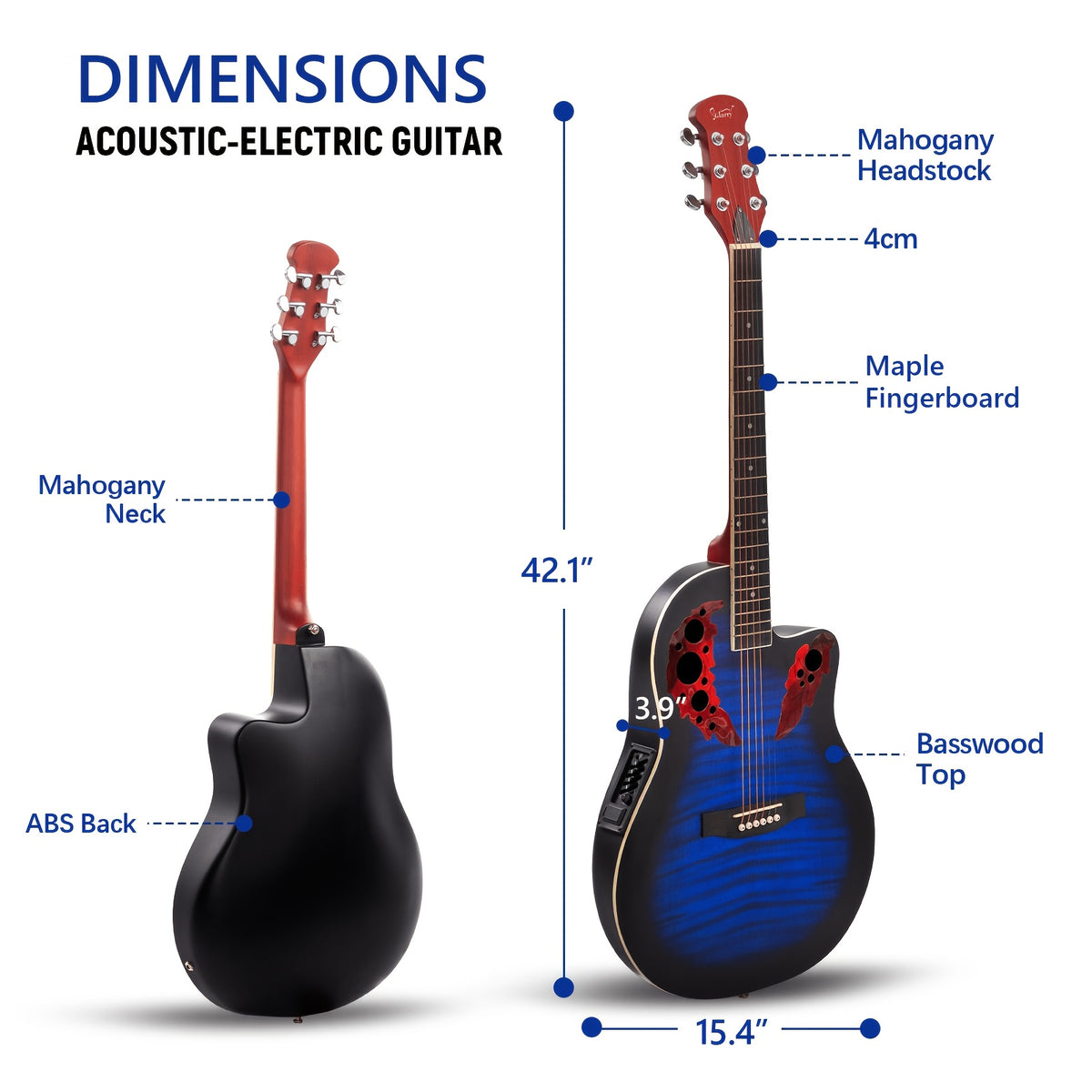 Glarry 41in Cutaway Acoustic-Electric Guitar Kit, Basswood Body, Starter Guiatr Kit with Complete Accessories for Beginner, Birthday/Festival Gift for Muisc Lover