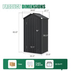 UMORLYRAE Vertical Metal Tool Cabinet, Weatherproof Outdoor Storage Shed with Floor Base & Adjustable Shelves, A-Frame Roof Design, Space-Saving for Garden, Garage, Patio(2.5x2ft/3.5x2.2ft)