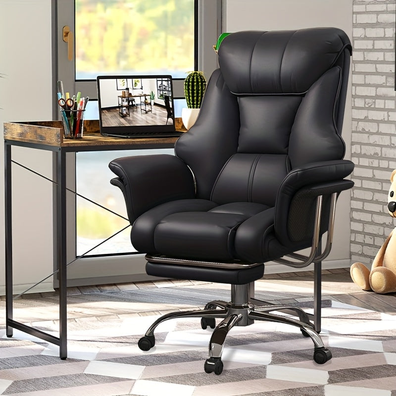Executive Leather Office Chair, Comfy Desk Chair with Lumbar Support, Adjustable Height And Tilt, Rolling Swivel Chair, an Ergonomic Computer Chair