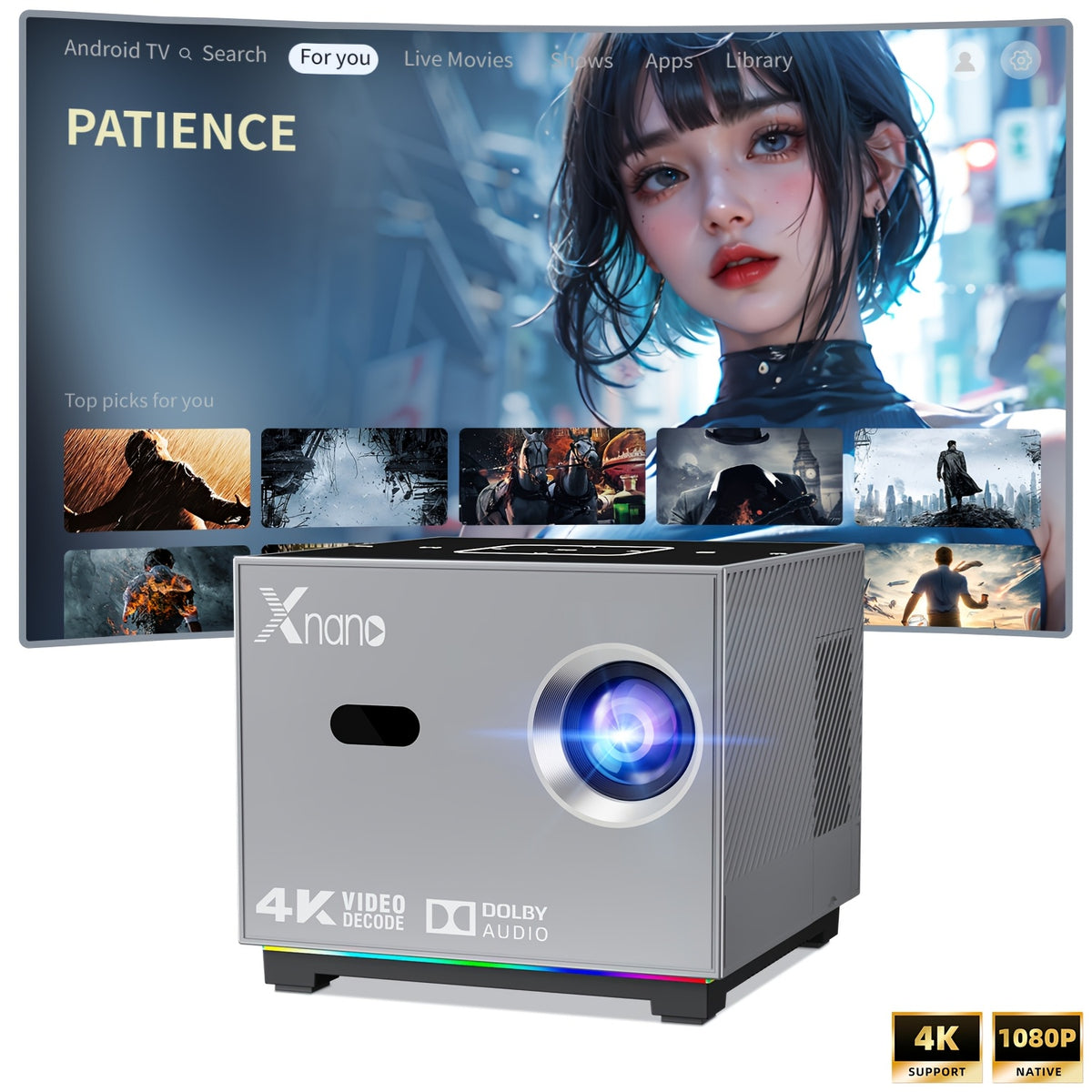 Smart Mini Projector, HD Portable With Dual Band WiFi 6 And BT 5.0, Supports 8K Decoding Native 720P 200 Inch Screen, Android 11.0 OS, Compatible With Smartphones iPad TV HDTV, Creating A Mobile Home Theater Experience, A Budget Gift Suit