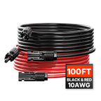 VEVOR 100FT Solar Panel Extension Wire Female & Male Connectors 10AWG Set of 2