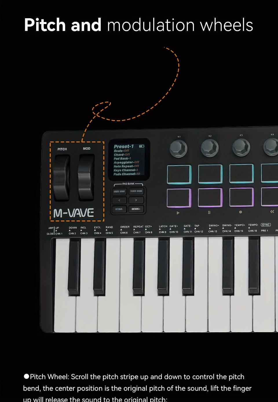 M-VAVE SMK37PRO Professional MIDI Keyboard with 37 Keys, Wireless for Music Composition And Synthesis