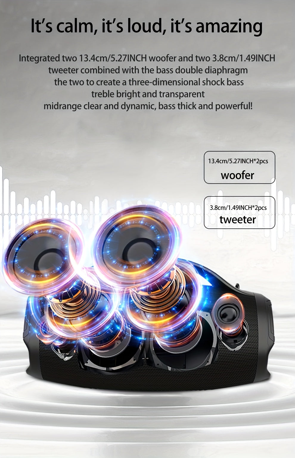 ZEALOT 160W Large Speaker, Wireless Speakers with Subwoofer, 60 Hours Playtime, 36000Mah Battery, Fast Charging, Water Resistance, Dual Pairing, Booming Bass. Charging Cable, Connect with Mobile Phone/Tv. for Home, Car, Outdoor, Camping