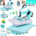 15"x15"/15"x12" - 8-in-1/ 5-in-1 Heat Press Machine Combo, Rotatable Design, Multi-Size Transfer Professional Sublimation Combination, Suitable for T-shirts, Bags, Pillows, Hats, Beanies, Roller - 3in 1 Auto Hat Press Can Only Press Hats