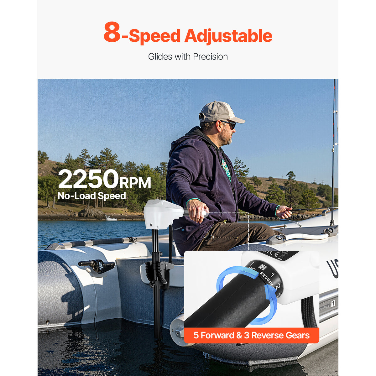 86lb 24V Thrust Electric Trolling Motor Saltwater Trolling Boat Engine for Kayak