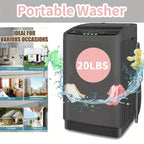20Lb Automatic Washing Machine, Washing And Drying Machine with LED Control Panel, Honeycomb Stainless Steel Drum, 10 Washing Programs And 8 Water Levels, Suitable for Families, Apartments, Dormitory Washing Machine, Grey