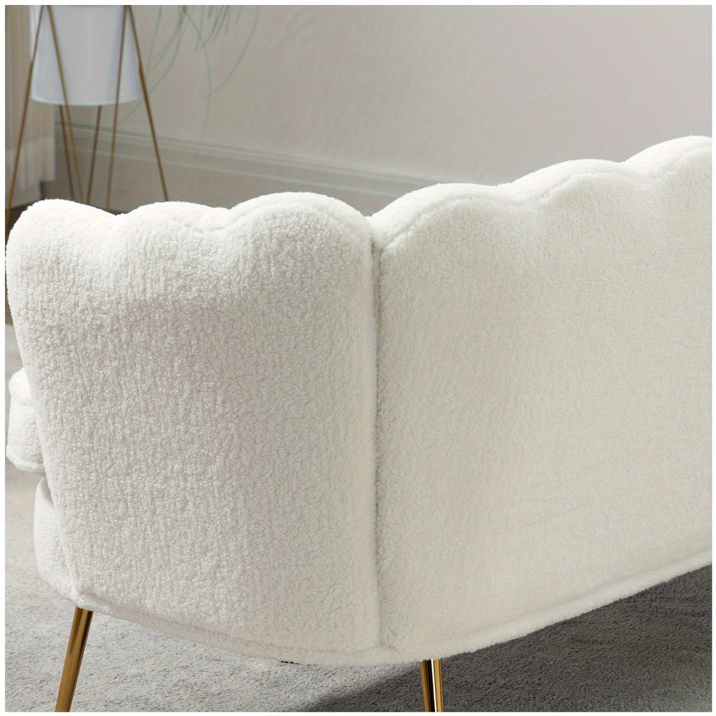 Comfy Loveseat Sofa Small Couch 2-Seater Sofa with Golden Metal Legs for Living Room, Bedroom, Apartment