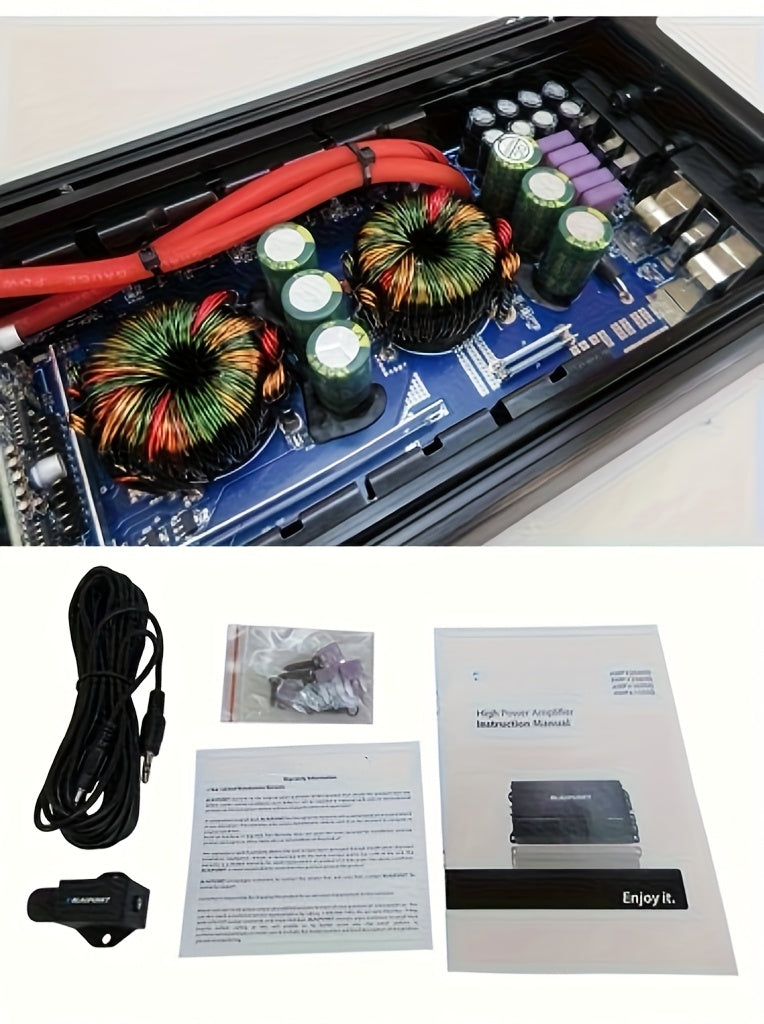 Car Keluneglo 5000W Max Power Monoblock Class D Amplifier - 3800W RMS Super Output at 1 Ohm - 10Hz to 250Hz Frequency Response - 96Db+ Higher SNR - 0.05% Lower THD - 11-16V Voltage Supply - RCA Input - Crossover Frequency & Slope Adjustable - Perfec