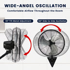 [Wall Mount Fan] 2pcs Wall Mount Fan - 20 Inch Oscillating, 3-Speed High Velocity, Max. 7000 CFM, Industrial Wall Fan for Indoor, Commercial, Residential, Warehouse, Greenhouse, Workshop, Basement, Garage, Black