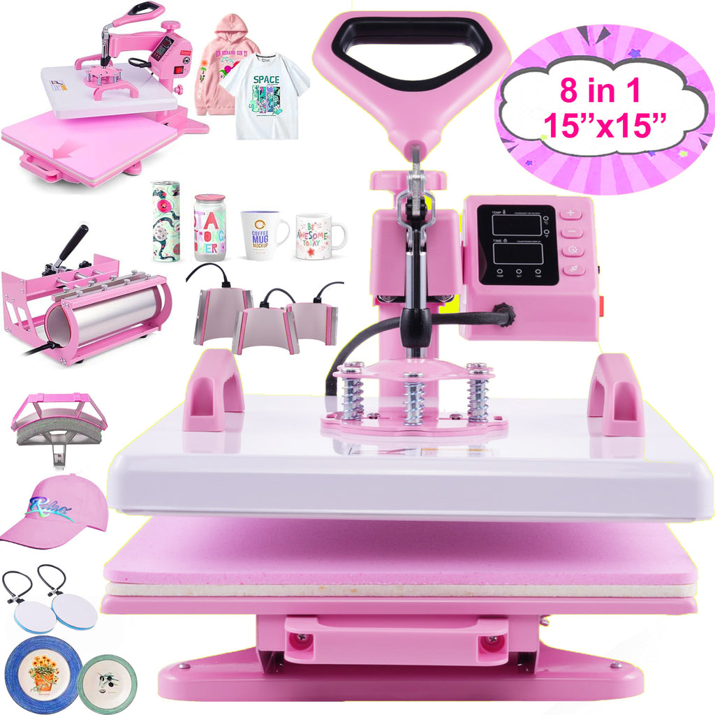 HOMDOX 15"x15" 8-in-1/5-in-1 Heat Press with 30OZ Tumbler Press for T-Shirt/Tumbler/Mug/Hat/Cap/Plate - Slide Out 360° Swing Away Digital Shirt Press Machine, Industrial-Quality Heat Transfer Sublimation