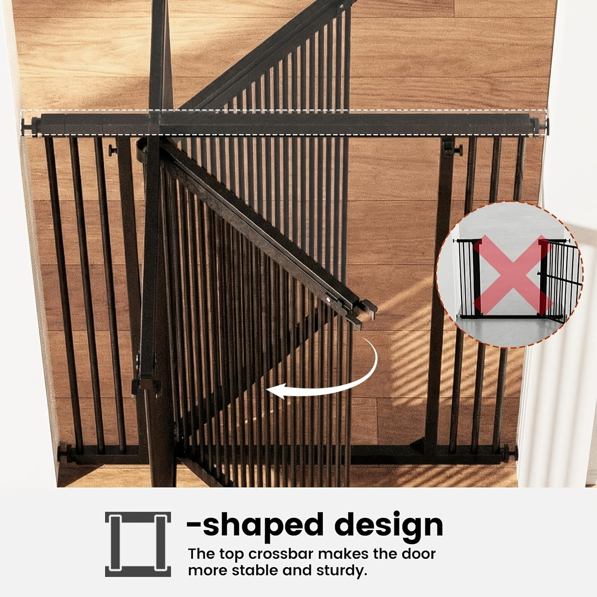 [Adjustable Height & Width] Dog Gate 49"-86" Adjustable Height, Extra Tall Cat Gate for Doorways/Hallways, 27.5"-37" Adjustable Width, Baby Gate with 4 Extensions Kits, No Drilling Pressured Mounted, Black And White