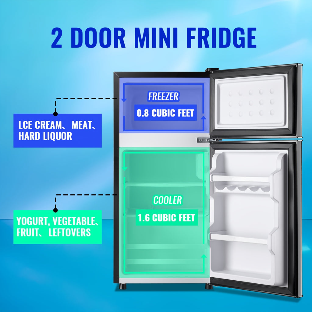 WANAI Compact Refrigerator 2.4 CU.FT Mini Fridge with Freezer Single Door Adjustable Temperature Side Door Wire Rack Suit for Dorm Office Apartment