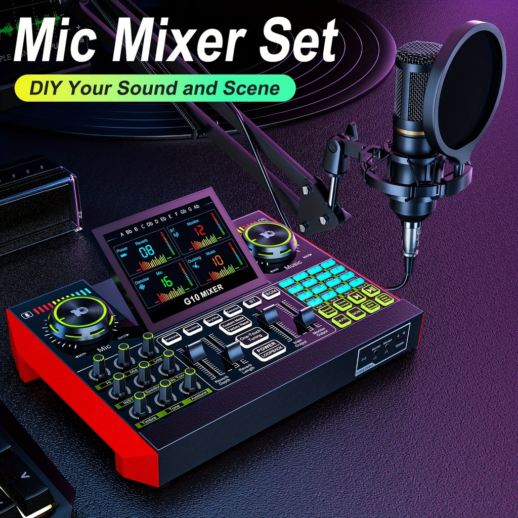Podcast Equipment Bundle, Recording Studio Package with Voice Changer, Live Sound Card - Audio Interface for Laptop Computer Vlog Living Broadcast Live Streaming Plug And Play PC Computer Kit with Professional Chipset For, Gaming, Singing