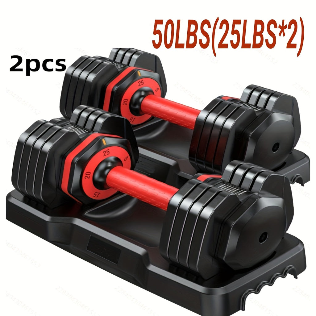 55/ 25LBS Adjustable Dumbbell Set (Pair/Set Of 2) With Anti-Slip Texture Handle, 5 In 1 Free Adjustable Weights Dumbbells Barbell Set, Home Fitness Weight Set, Dumbbell, Barbell, Kettlebell, Push-up, Home Gym Fitness Workout Equipment For Men Women