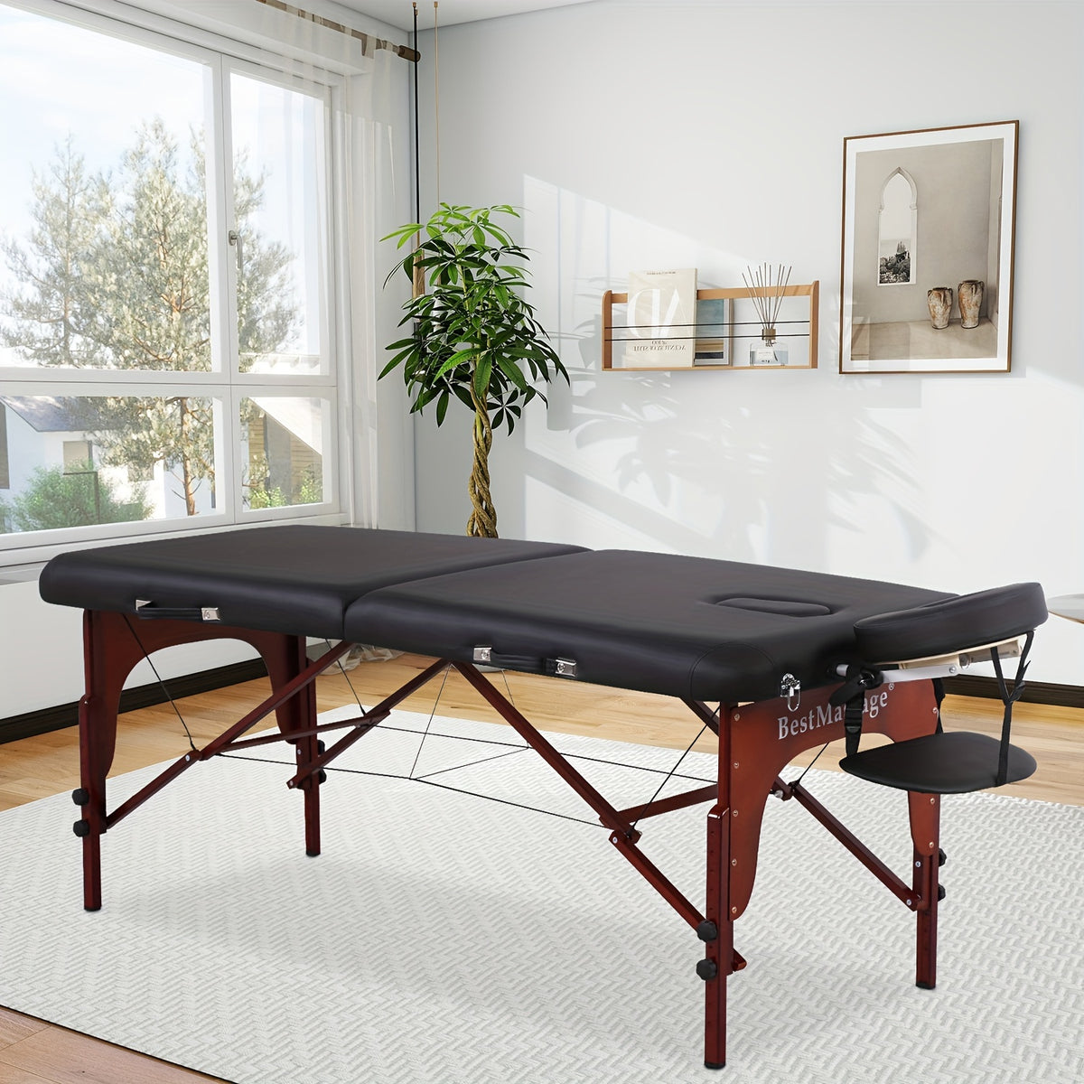 2 Fold Massage Bed Portable Massage Table Spa Bed Height Adjustable Lightweight Spa Table with Carry Case