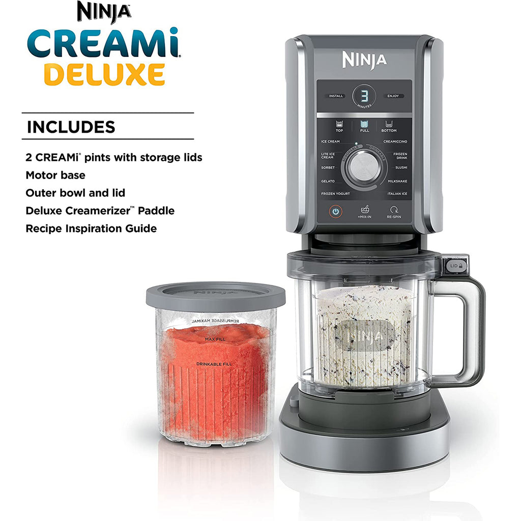 Ninja CREAMi Deluxe 11-in-1 XL Ice Cream Maker, Silver (NC501) - Refurbished