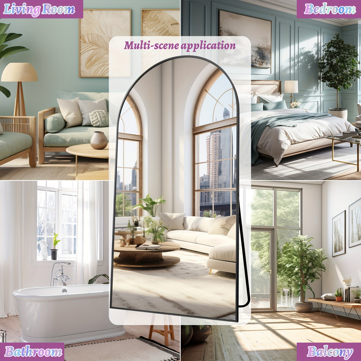 Full Length Mirror, 41"x81" Arched Floor Mirror Freestanding, Oversized Floor Standing Mirror Full Body Mirror with Stand for Bedroom, Hanging Mounted Mirror for Living Room Cloakroom