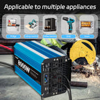 Pure Sine Wave Inverter 8000W (Peak)Car Power Inverter Efficient 12V/24V DC To 110V 120V AC With LCD Display And Remote & Troubleshooting, 4 US Sockets For Vehicles Car Chargers For Home Solar System RV Vans, Without Battery