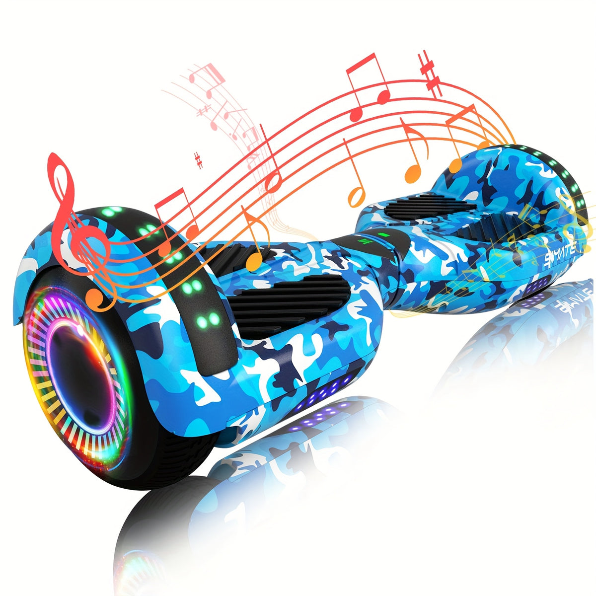 SIMATE 6.5" Hoverboard for Kids, Colorful LED Lights, Self-Balance Technology, Gift for Children, Teenagers And Adults, Maximum Speed Up to 7.5mph, Maximum Range Of 7.5 Miles, 300W