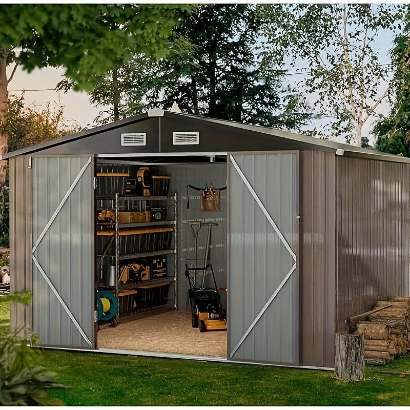 10 Ft. W X 7.5 Ft. D Outdoor Metal Shed with Vents And Lockable Doors 80 Sq. Ft