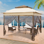 11x11 Instant Pop-Up Gazebo Tent with Mosquito Netting Suitable for Outdoor, Portable Canopy for Camping, Picnic, Backyard, Poolside - Setup, No Assembly Required, Lightweight Frame & Netted Walls for