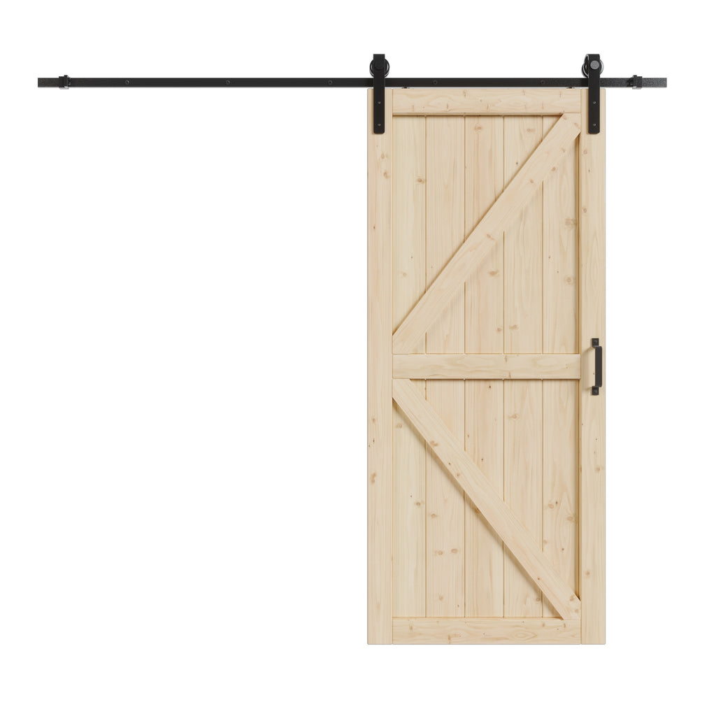 Pine Barn Door, Sliding Door for Living Room, Bedroom, Kitchen - Includes All Hardware Kit, Easy Assembly with Pre-Drilled Holes, DIY Paintable