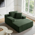 51-Inch Oversized Boneless Lounge Chaise Recliner - Corduroy Sofa with Pillows And Armrests | Deep-Seat with High-Density Foam Cushion | Living Room/Apartment/Bedroom U-Shaped Folding Sofa Bed | No Assembly Required | Beige/Black/Green/Orange