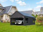 JAMFLY Sturdy Carport Featuring Roll-Up Ventilated Windows, Outdoor Canopy, Portable Garage Gazebo Equipped with Detachable Sidewalls & Doors for Vehicles, Truck, Boat, All-Season Tarp Car Canopy