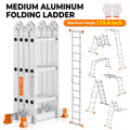 7-in-1 Foldable Convertible Aluminum Ladder, Dual Size Options M(139.4 Inch)/L(186.6 Inch) with Different Extended Length, Heavy-Duty Construction, Wear-Resistant Non-Slip Design, Sturdy Support Structure, Practical Extension Ladder for Indoor