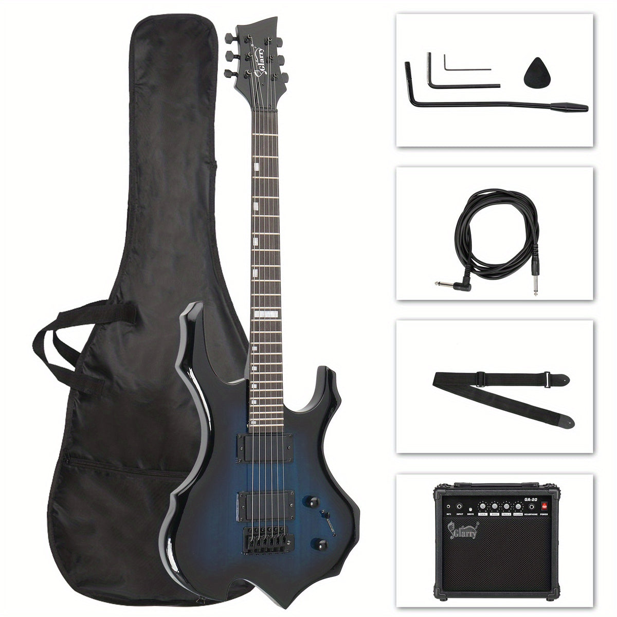 Sunset - Colored Flame Electric Guitar And Amp Set - with Closed Style Humbucker - Humbucker Pickups And Technology Wood Fingerboard