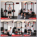 Power Cage, Multi-Functional Power Racks for Home Gym with Dual Pulley Systems, 2000 LBS Weight Capacity Fitness Squat Rack for Strength Workout with More Training Attachment Optional Weight Bench Weight Plates and Barbells Not Included