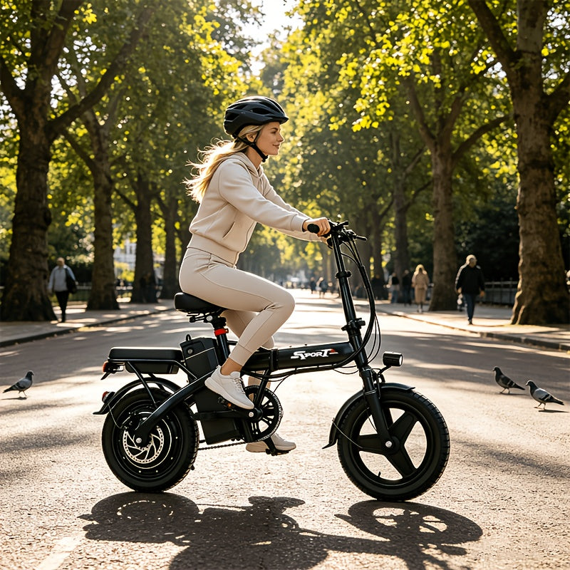 14-Inch Lightweight Folding Electric Bike, 500W Motor, 19.9 MPH Max Speed, 48V 6Ah Removable Battery, Portable Compact E-Bike for Adults, Urban Commuting