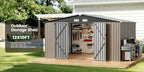 [Metal Storage Shed] 8x6ft (7.33'x5.28' Base, No Floor), 6 X 4ft, 10x12ft, 10x14ft, Metal Steel Outdoor Storage Shed with Air Vent & Lockable Doors, for Garden, Patio And Backyard, Tools, Bike