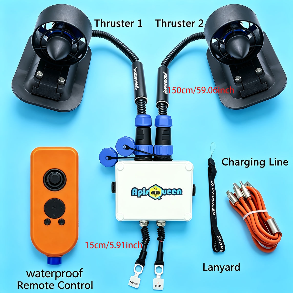 U2 Kit 12-16V Brushless Underwater Thruster 3.4kg (7lbs) Thrust with 45A Bi-directional ESC and Non-Waterproof Remote Control for ROV, Fishing Boat, Kayak Applications