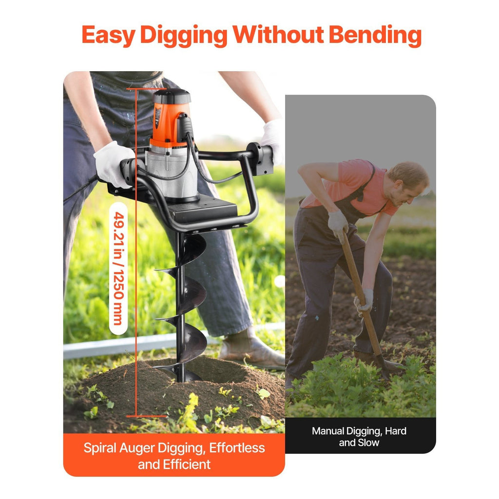 VEVOR Electric Post Hole Digger 1500W Powerful Motor with 5.71 in Auger Bit