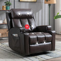 Manual Recliner Chair with Massage And Heat Ergonomic Overstuffed Breathable Fabric Reclining Chair with 2 Side Pockets, 2 Cup Holders, Remote Control, for Game & Recreation Room Furniture