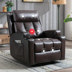 Manual Recliner Chair with Massage And Heat Ergonomic Overstuffed Breathable Fabric Reclining Chair with 2 Side Pockets, 2 Cup Holders, Remote Control, for Game & Recreation Room Furniture