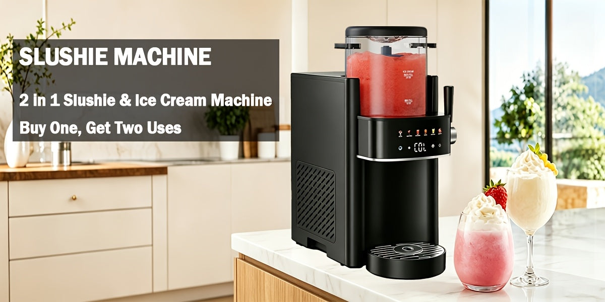 2-in-1 Ice Cream Maker, 40oz High Capacity, 12-Hour Cold Retention, Dishwasher Safe, No Ice Needed, Rapid Cooling and Temperature Control, Includes Recipes, Multi-Functional, Great Gift for Friends and Family