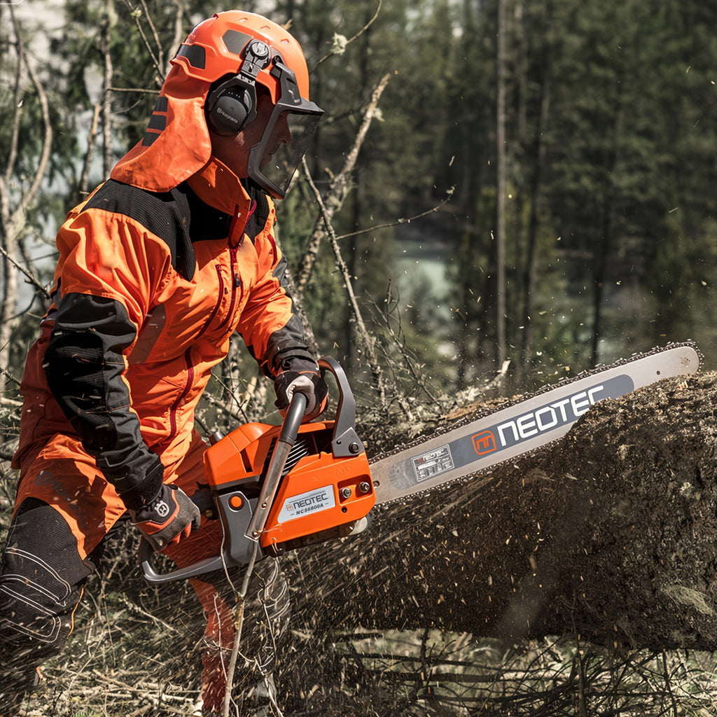 Neotec 68CC 2-Cycle Top Handle Gas Powered Chainsaw Equipped With 24-inch + 22-inch Guide Plates Handheld Cordless Chain Saw For Tree Wood Cutting